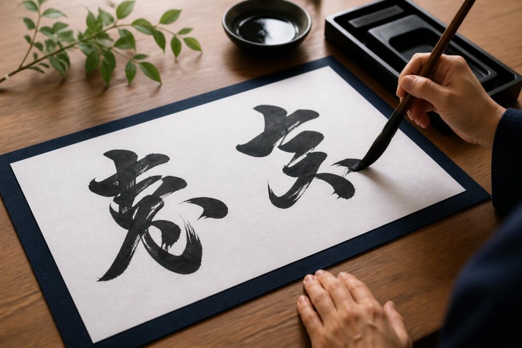 書道作品に適した二文字の言葉は？